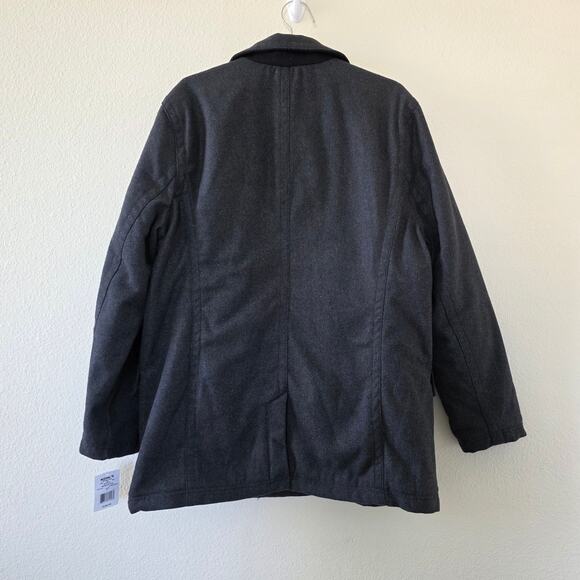 Urban Republic Charcoal Peacoat Jacket Sherpa Lined Double Breasted Men Size L - Picture 7 of 13